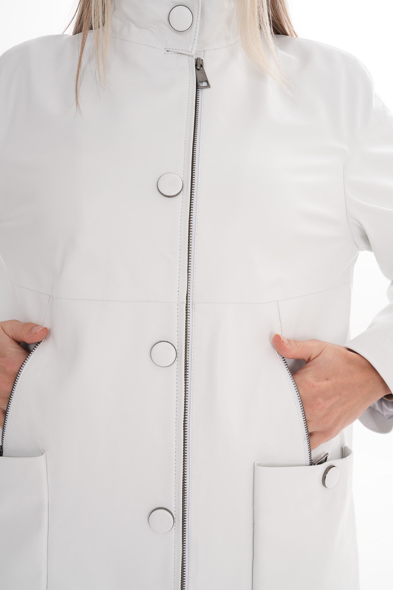 The Liora White Leather Jacket