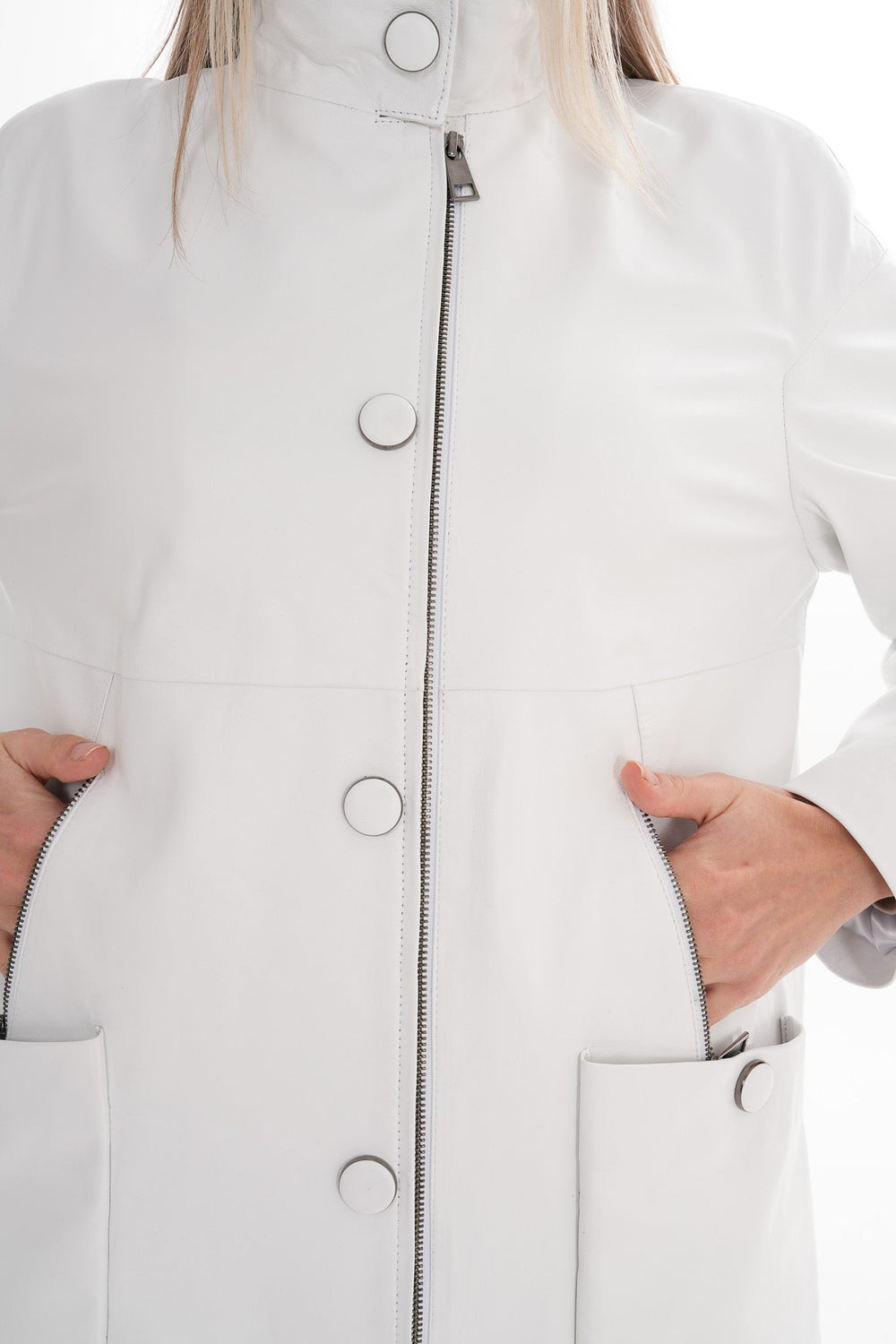 The Liora White Leather Jacket