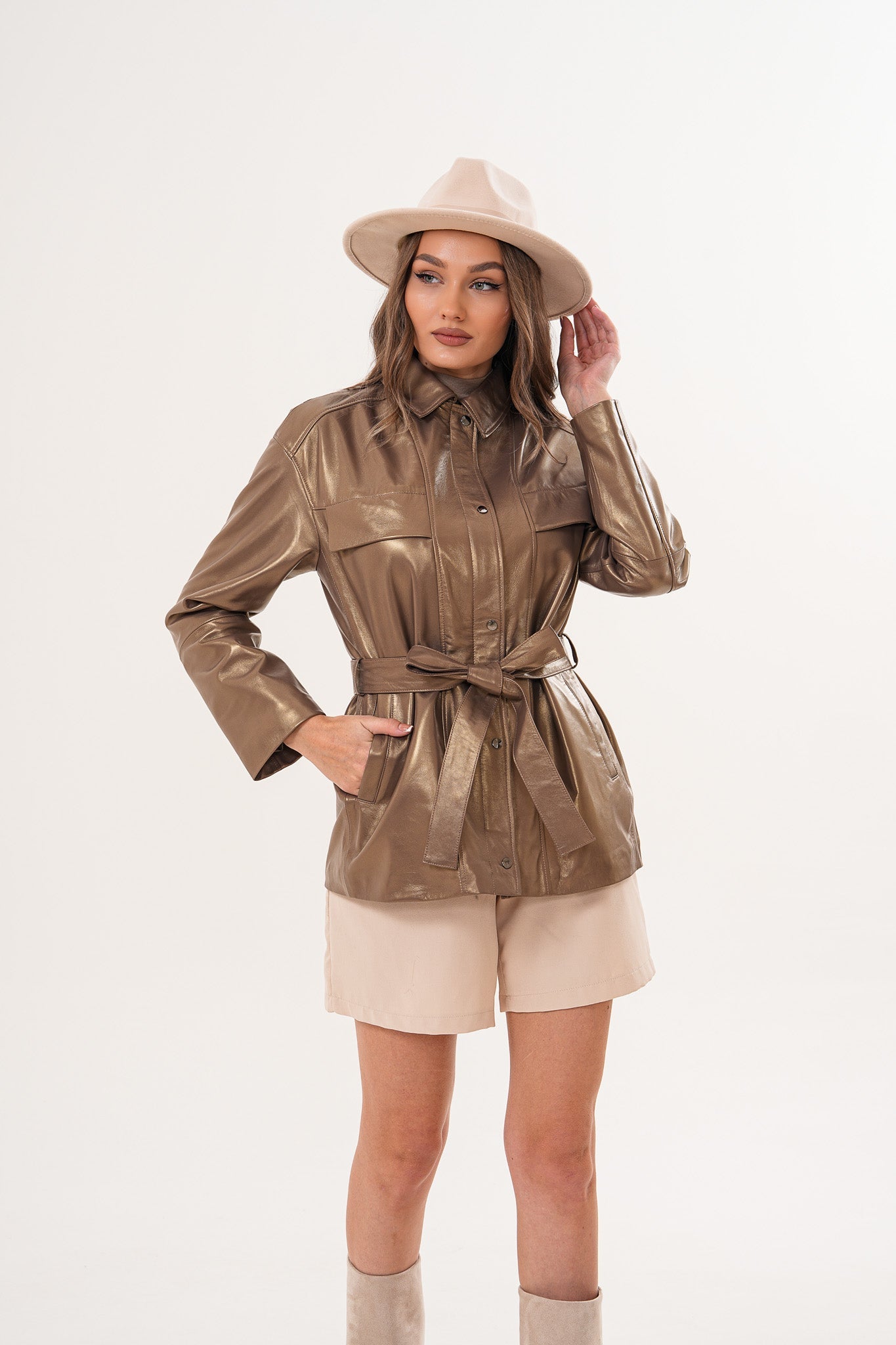 The Vesara Brown Genuine Leather Jacket