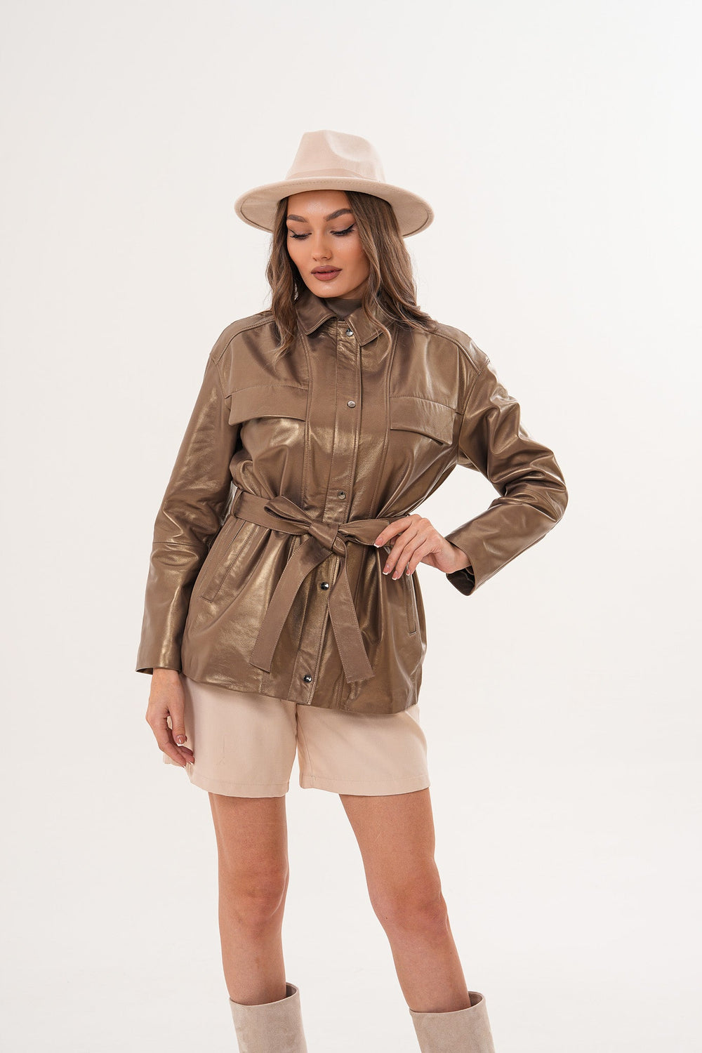 The Vesara Brown Genuine Leather Jacket