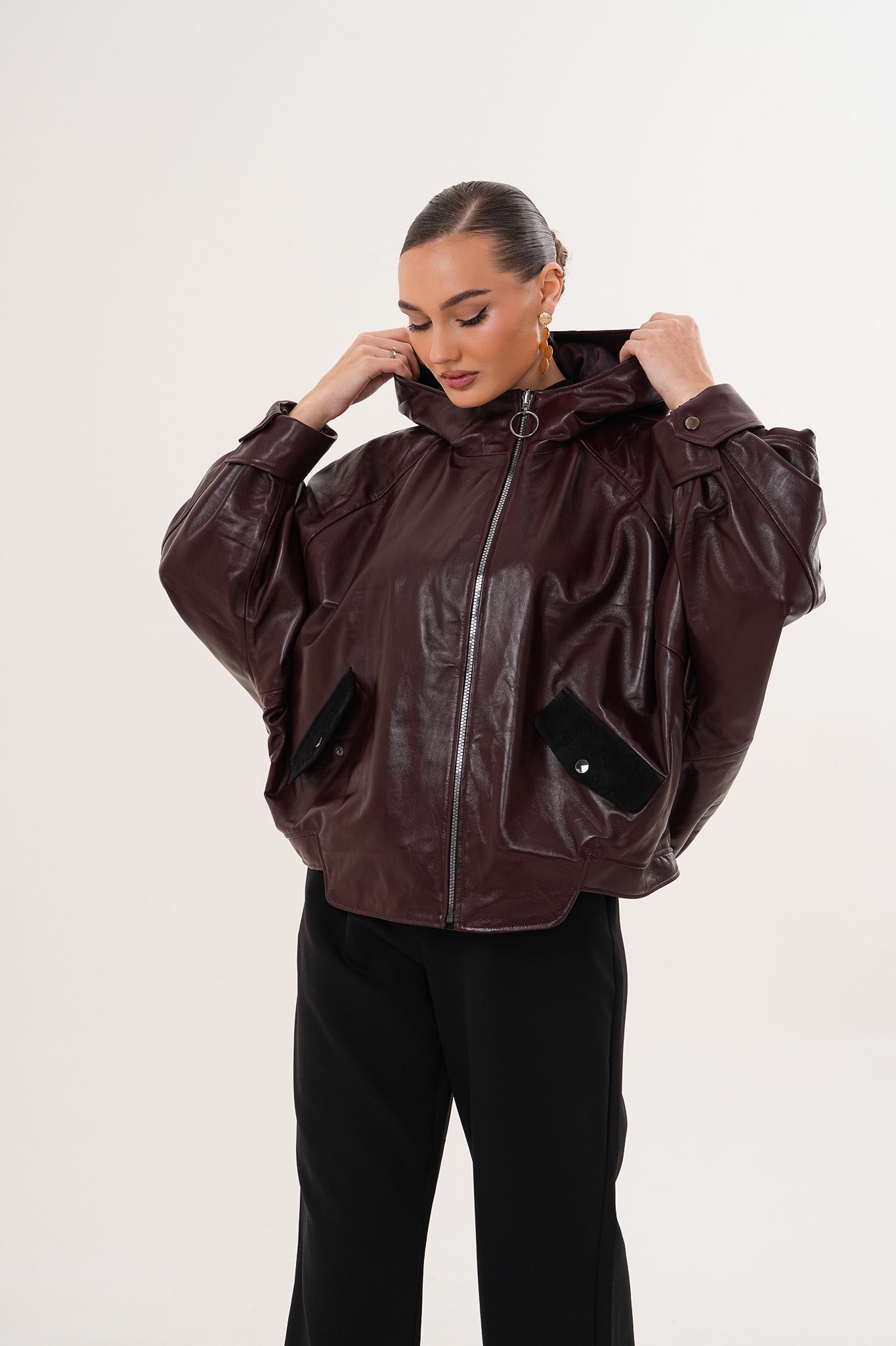 The Marvella Burgundy Leather Jacket