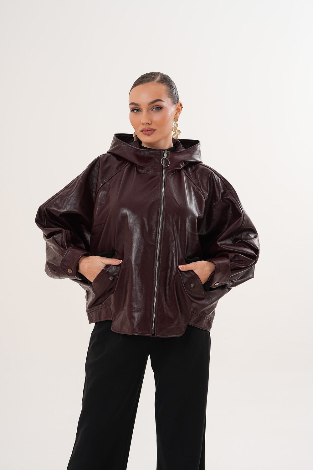 The Marvella Burgundy Leather Jacket