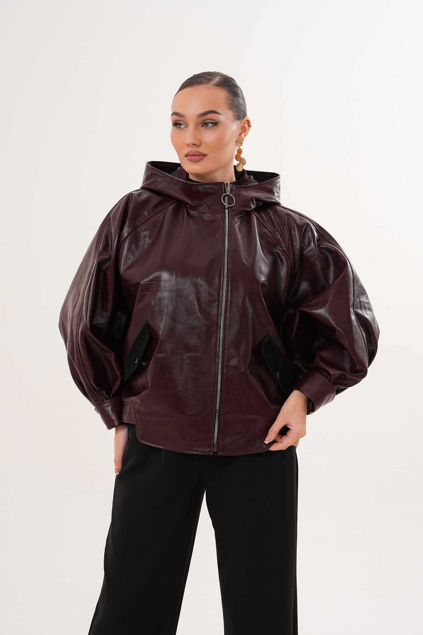 The Marvella Burgundy Leather Jacket