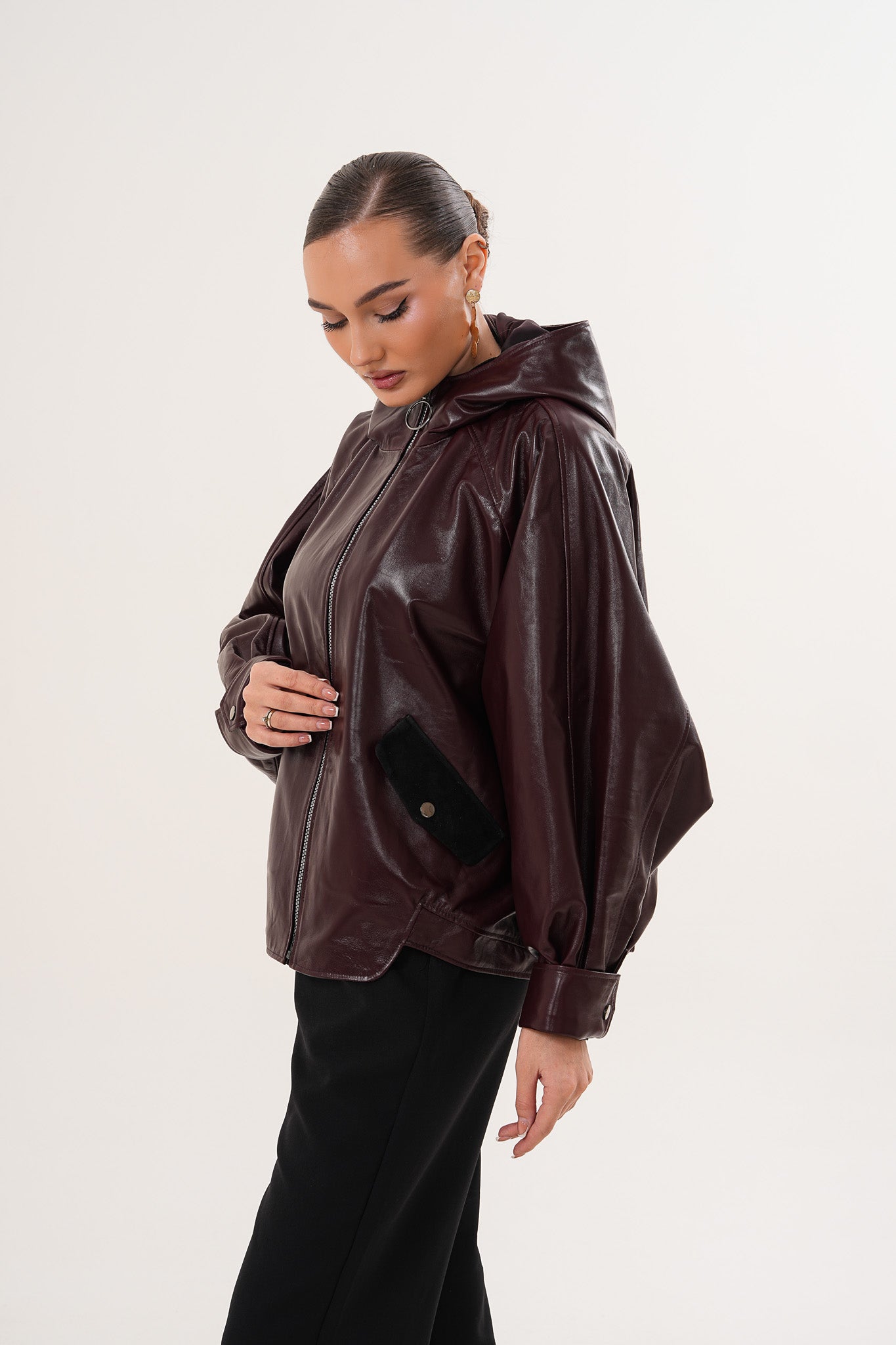 The Marvella Burgundy Leather Jacket