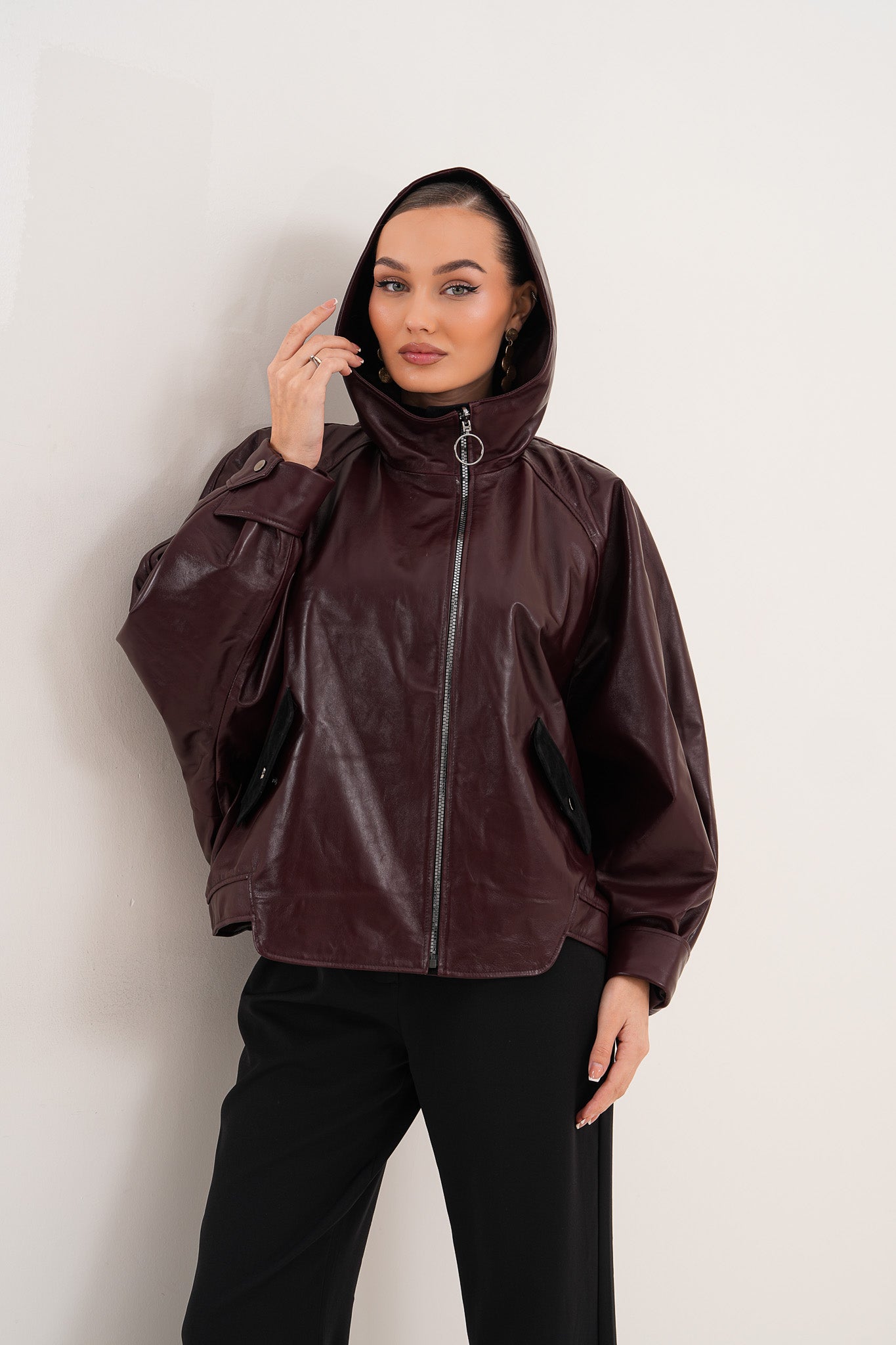 The Marvella Burgundy Leather Jacket