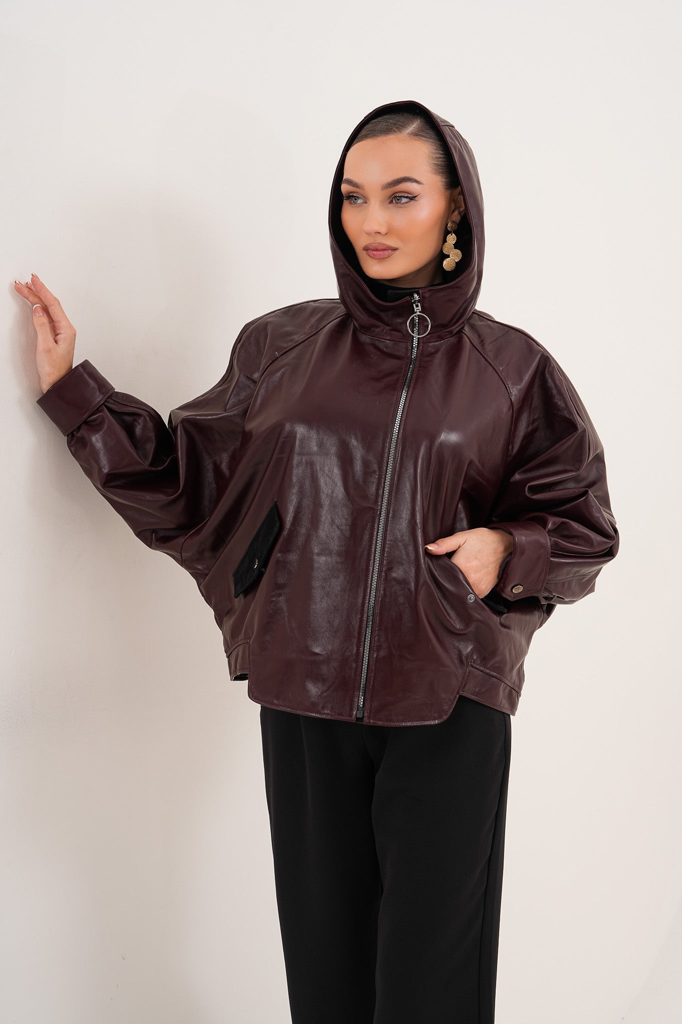 The Marvella Burgundy Leather Jacket