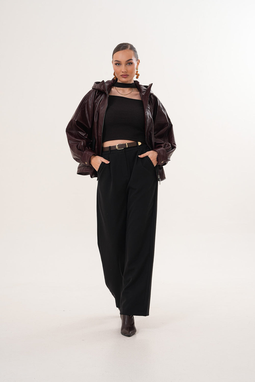 The Marvella Burgundy Leather Jacket