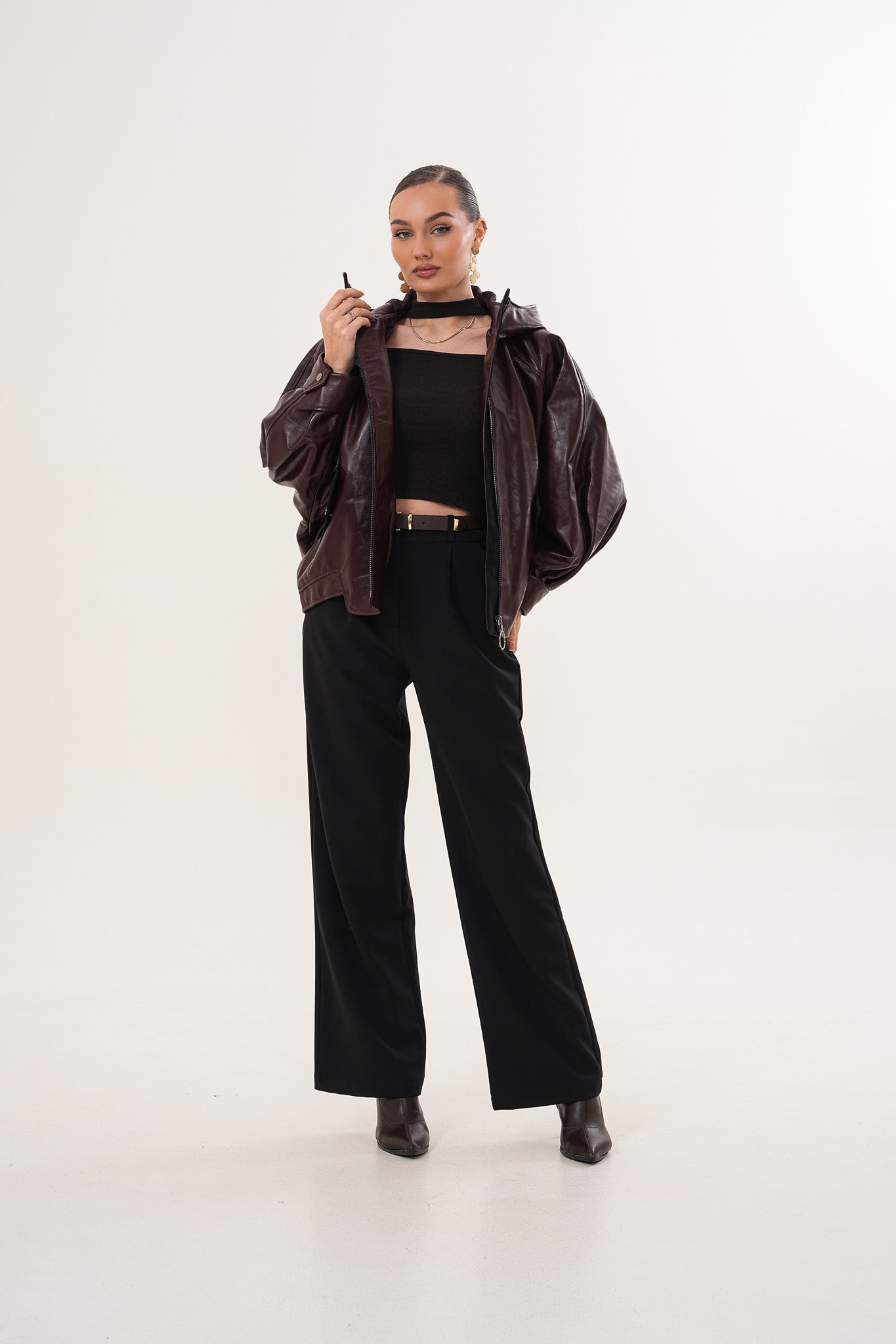 The Marvella Burgundy Leather Jacket