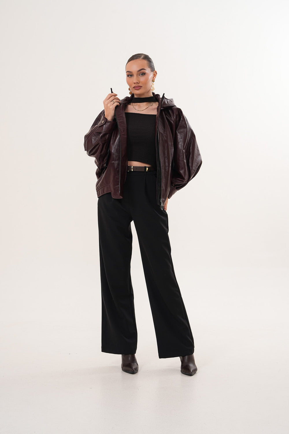 The Marvella Burgundy Leather Jacket