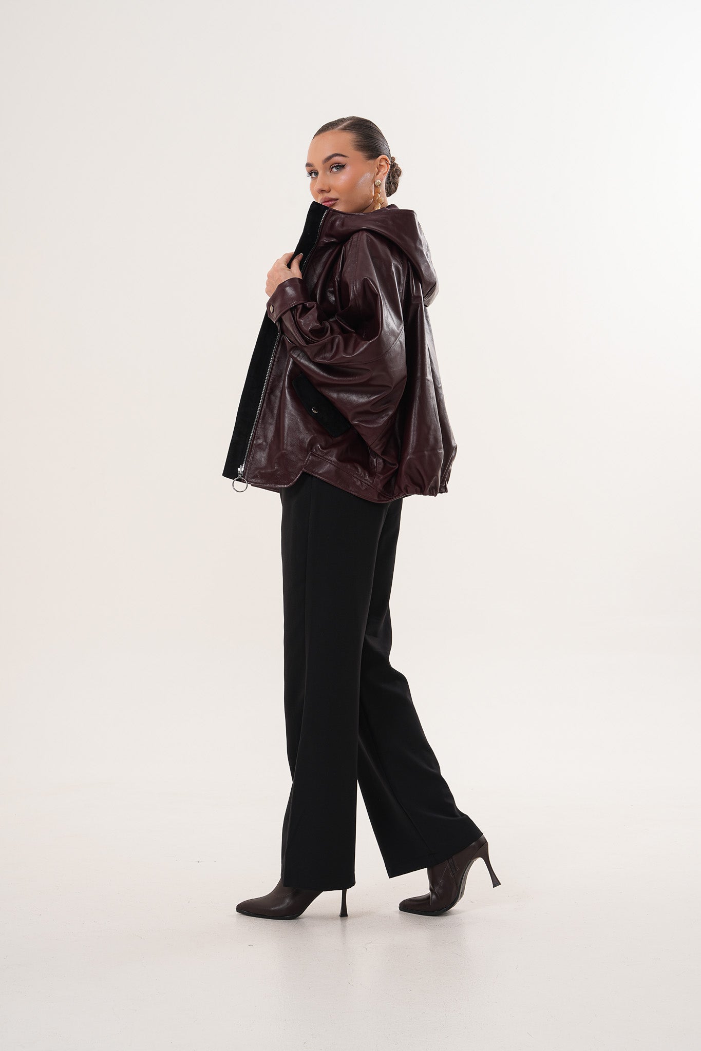 The Marvella Burgundy Leather Jacket
