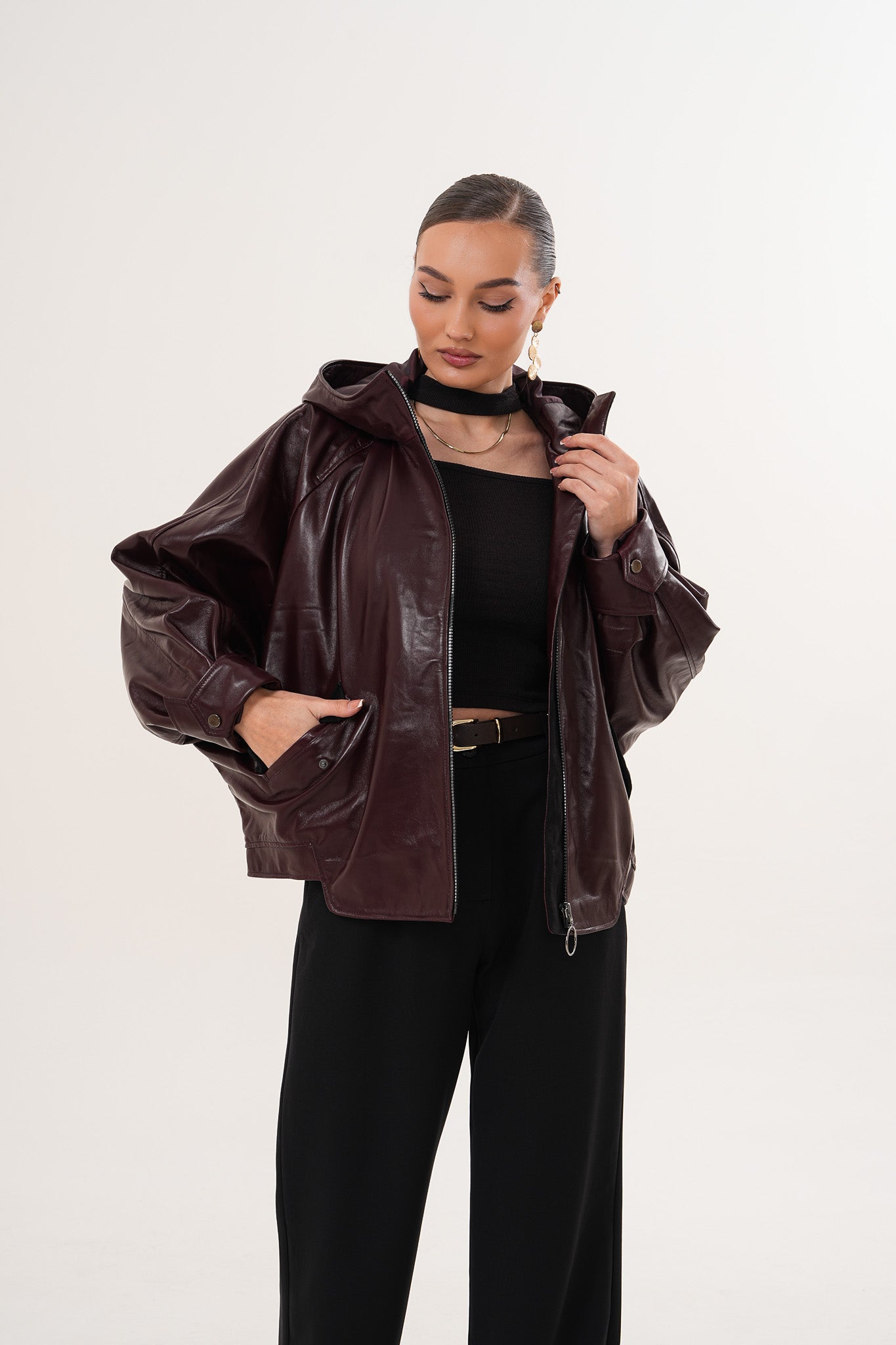 The Marvella Burgundy Leather Jacket