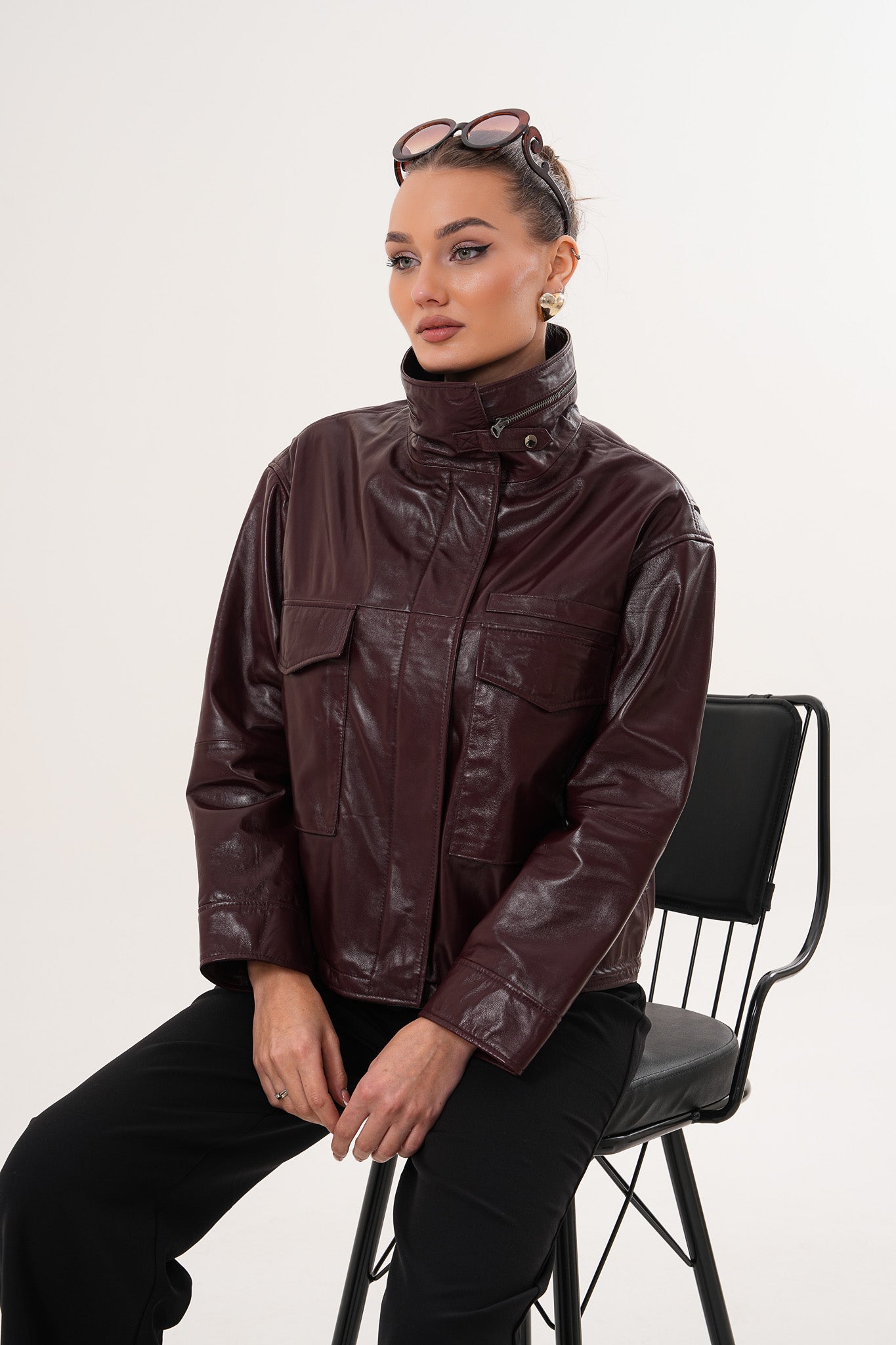 The Ravelyn Burgundy Leather Jacket