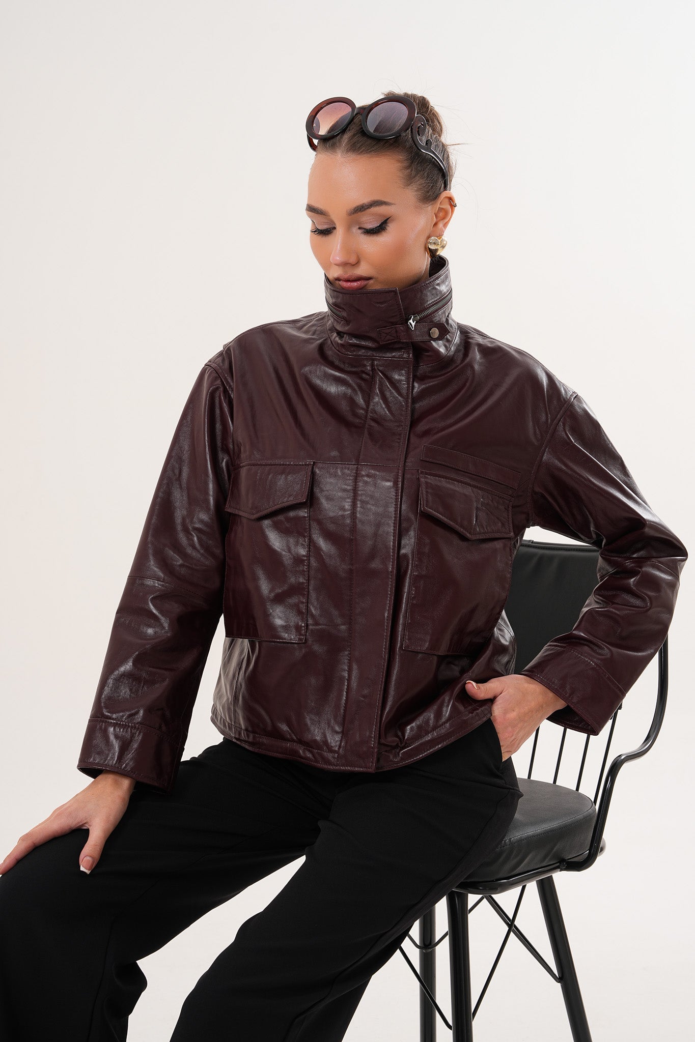 The Ravelyn Burgundy Leather Jacket