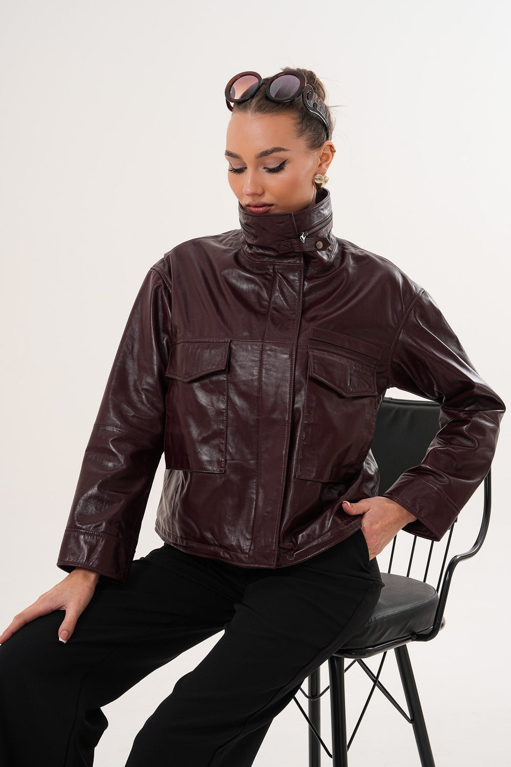 The Ravelyn Burgundy Leather Jacket