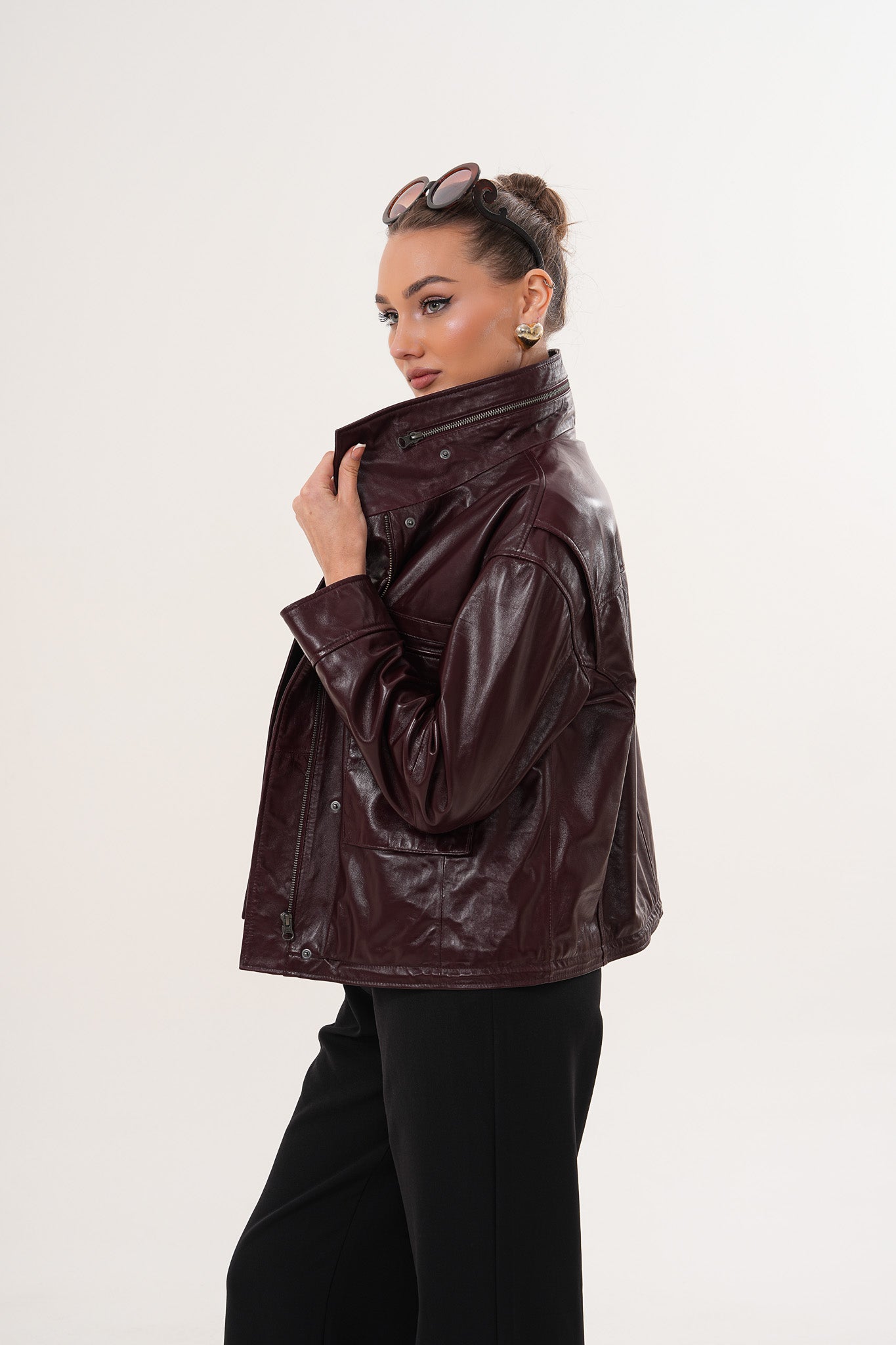The Ravelyn Burgundy Leather Jacket