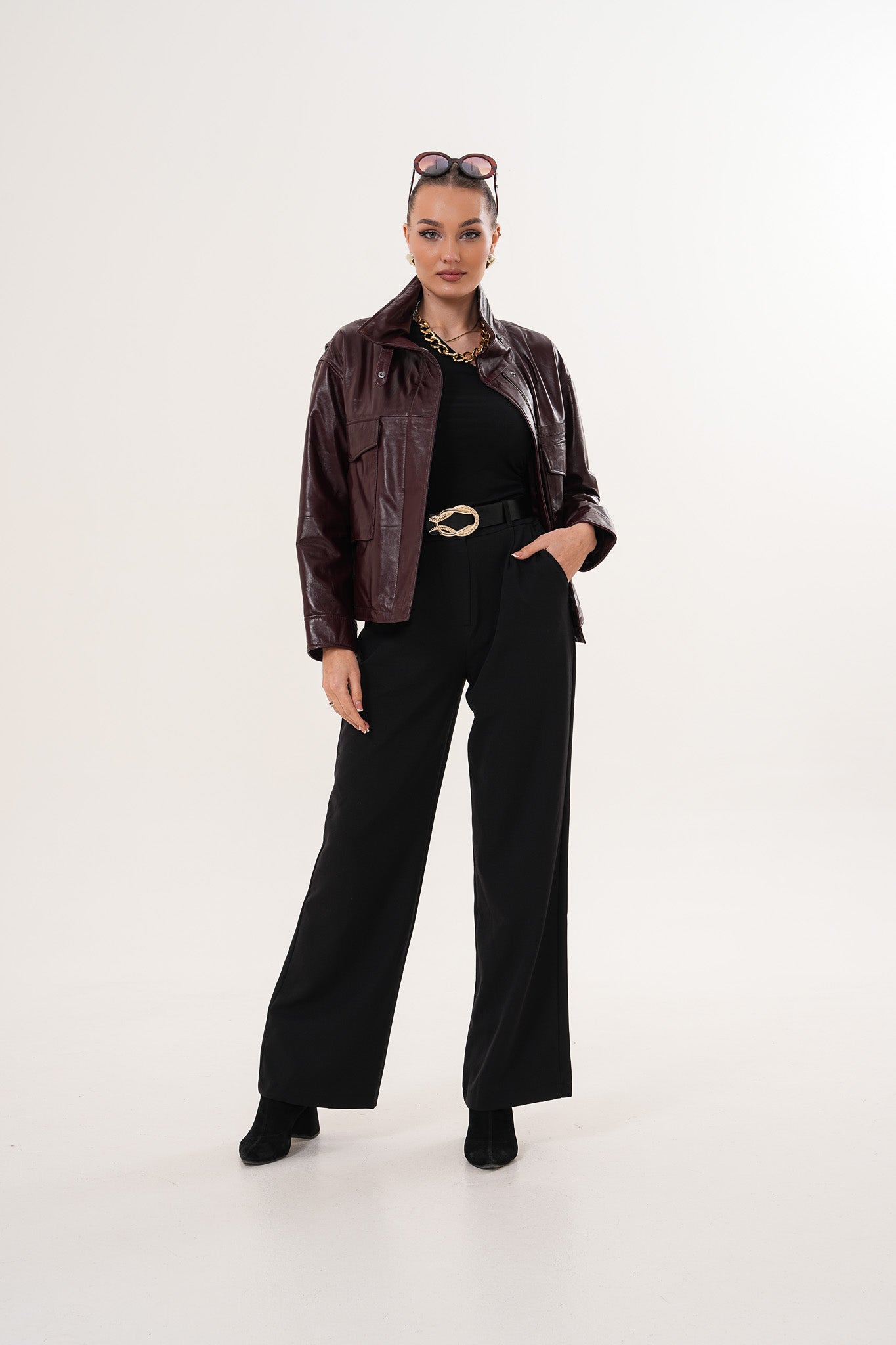 The Ravelyn Burgundy Leather Jacket
