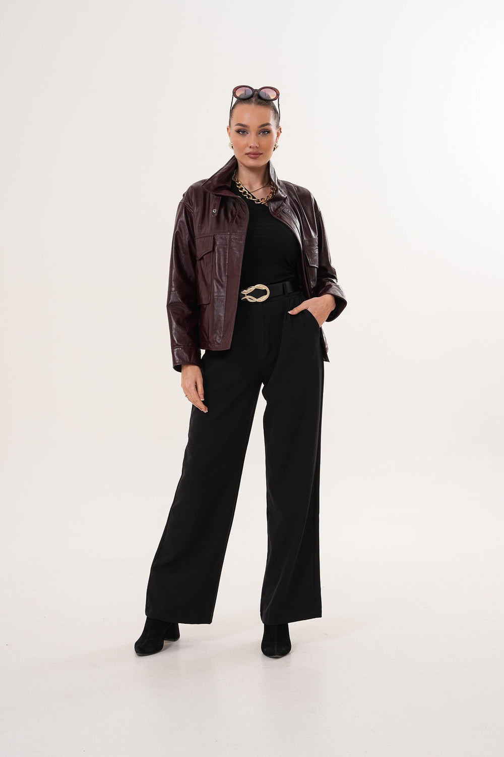 The Ravelyn Burgundy Leather Jacket