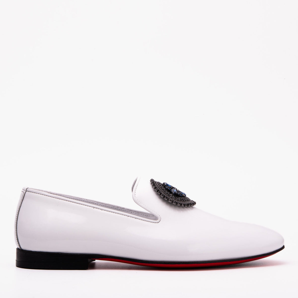 The Pombe White Patent Leather Dress Slip-on Loafer Shoe