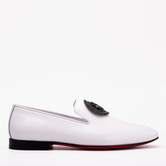 The Pombe White Patent Leather Dress Slip-on Loafer Shoe