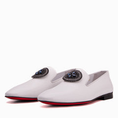 The Pombe White Patent Leather Dress Slip-on Loafer Shoe