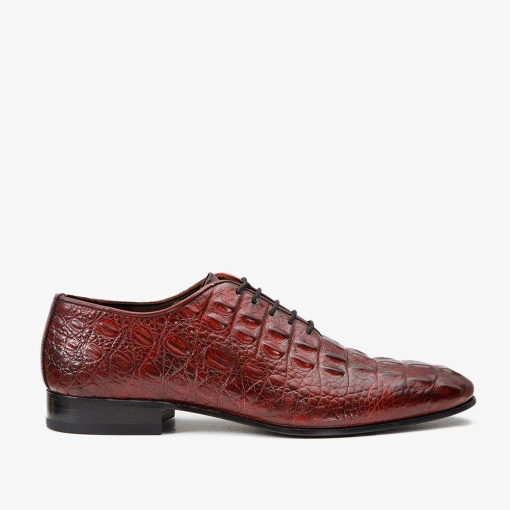The Randor Burgundy Crocodile Leather Oxford Shoe
