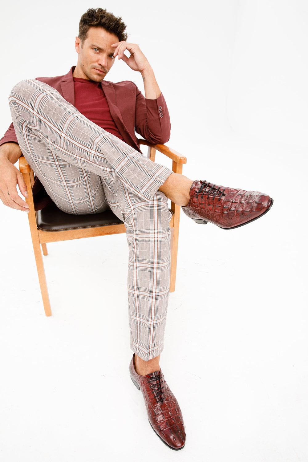The Randor Burgundy Crocodile Leather Oxford Shoe