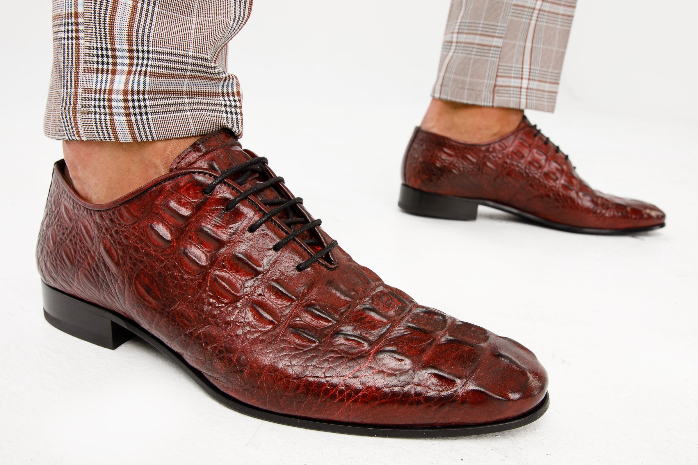 The Randor Burgundy Crocodile Leather Oxford Shoe