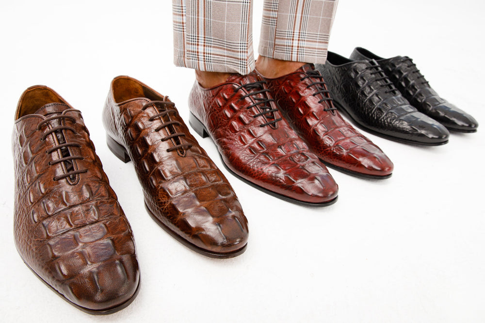 The Randor Burgundy Crocodile Leather Oxford Shoe