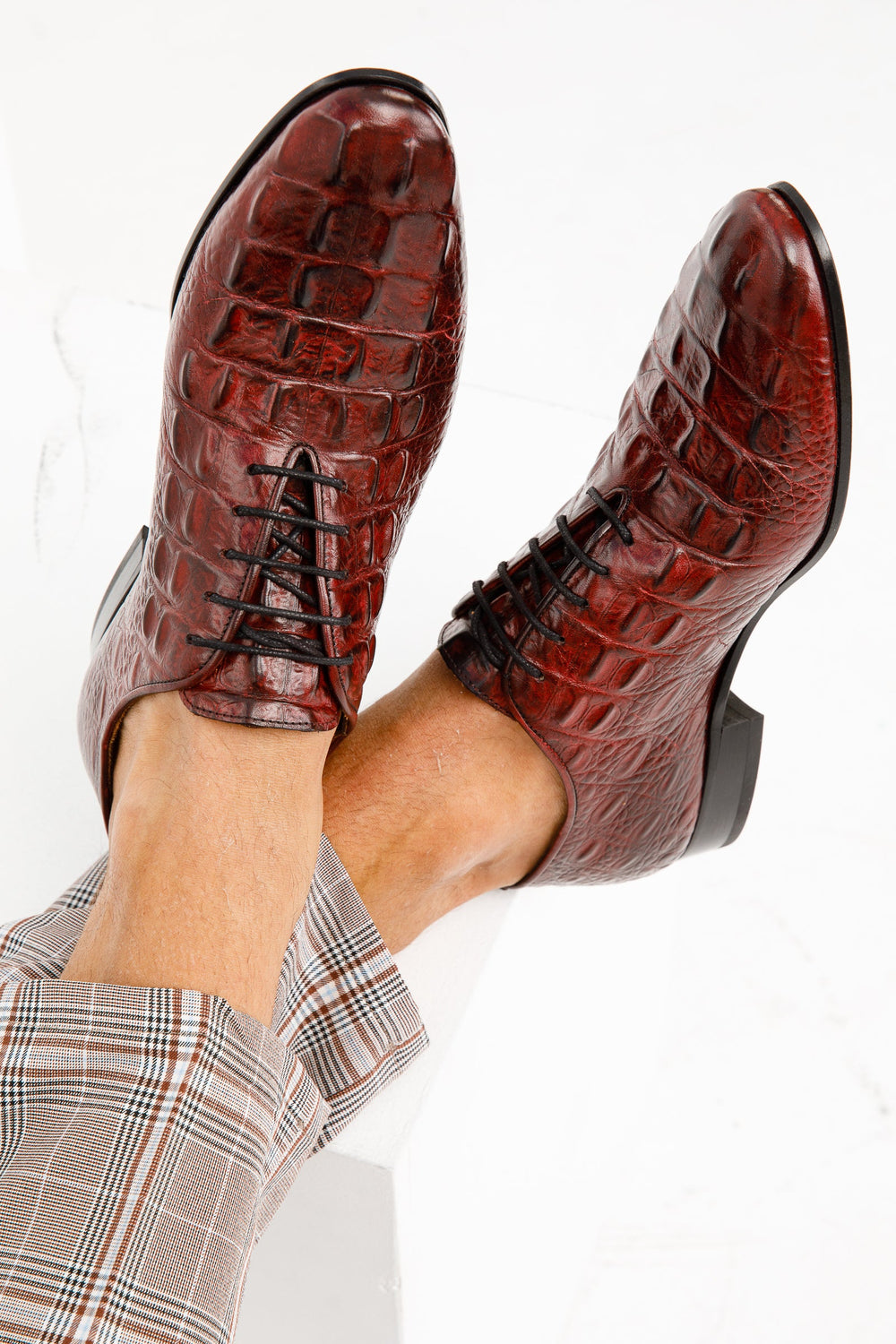 The Randor Burgundy Crocodile Leather Oxford Shoe