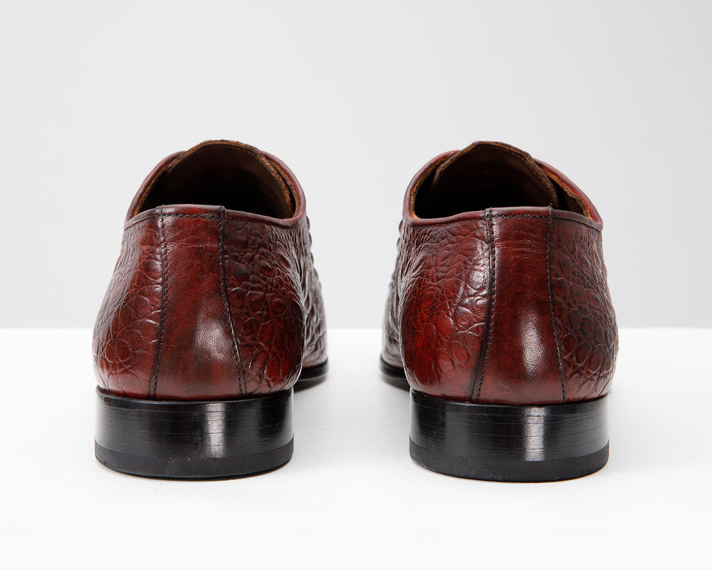 The Randor Burgundy Crocodile Leather Oxford Shoe
