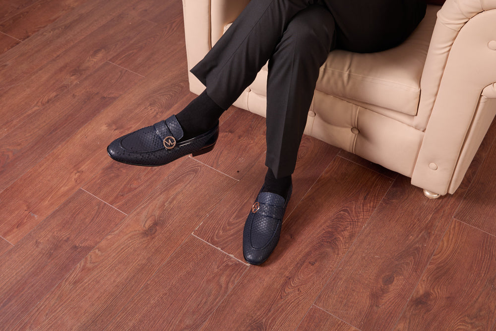 The Monarch Navy Blue Leather Dress Shoe