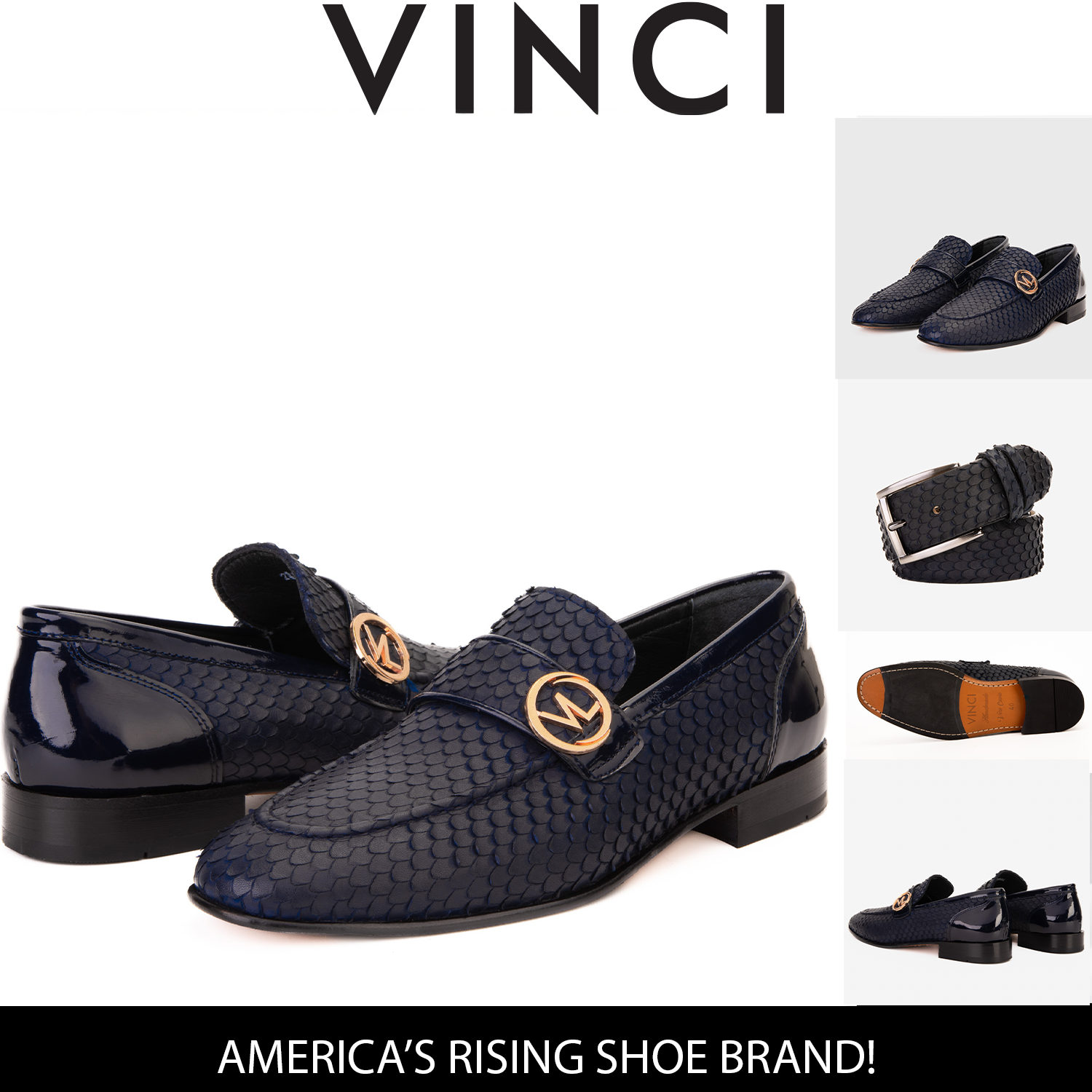 The Monarch Navy Blue Leather Dress Shoe
