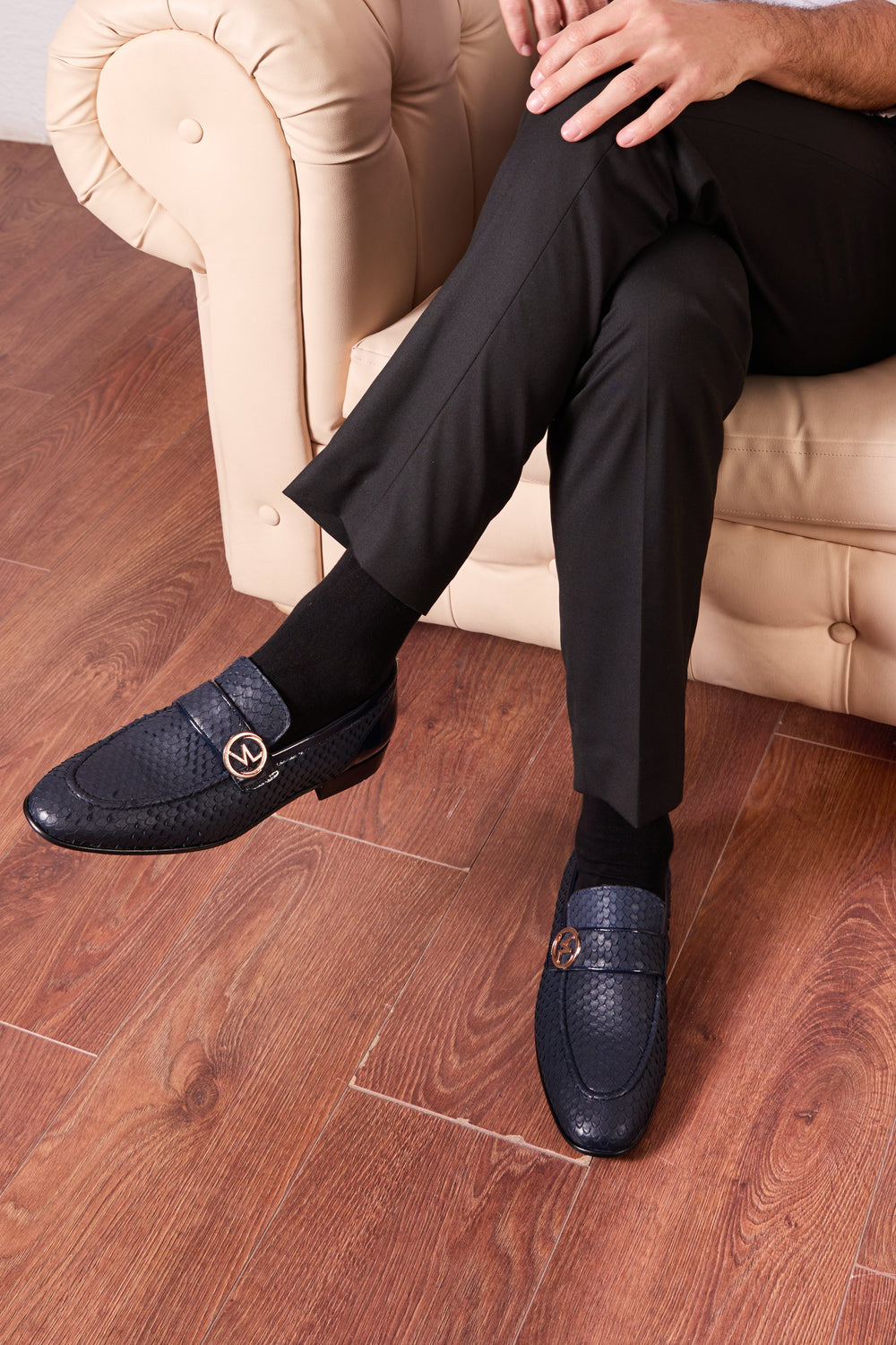 The Monarch Navy Blue Leather Dress Shoe