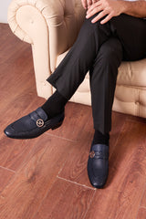 The Monarch Navy Blue Leather Dress Shoe