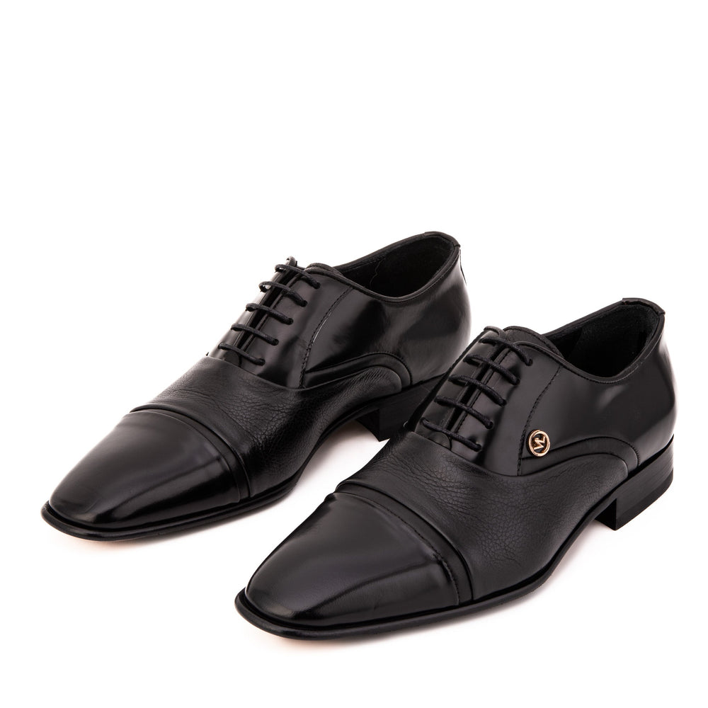 The Rockwell Handmade Black Leather Cap Toe Oxford Shoe