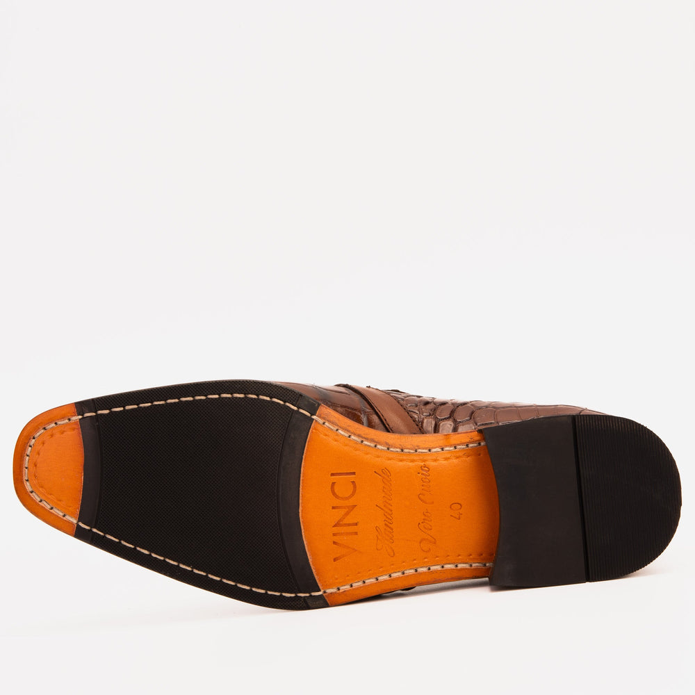 The Strat Single Monk Strap Cap Toe Brown Leather Handmade Shoe