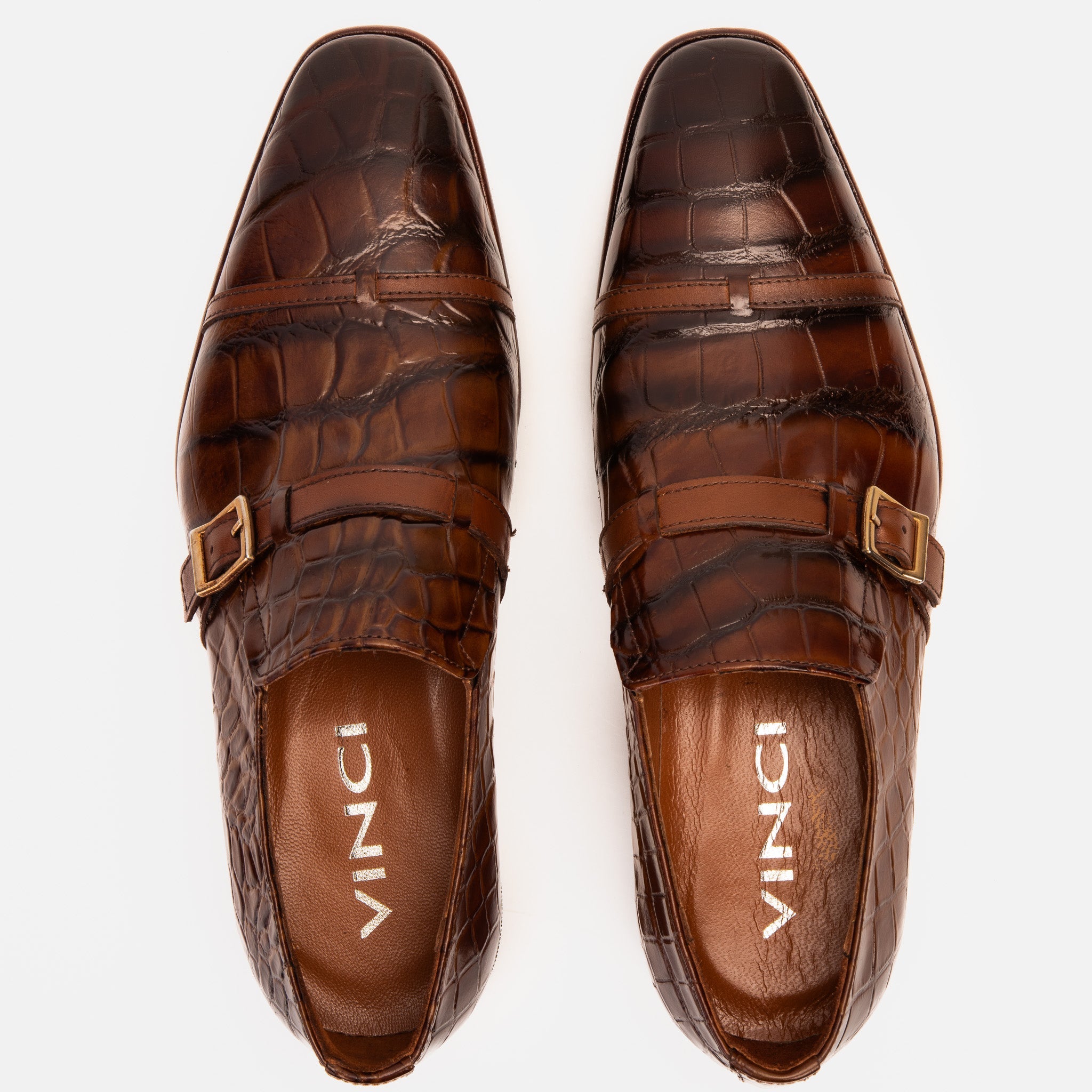 The Strat Single Monk Strap Cap Toe Brown Leather Handmade Shoe