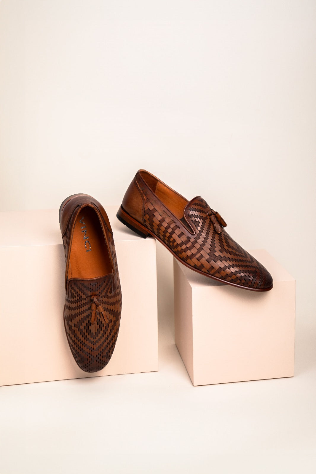 The Meram Brown Leather Tassel Slip-On Loafer Shoe