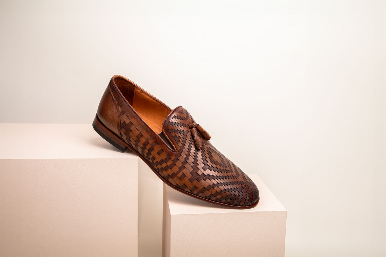 The Meram Brown Leather Tassel Slip-On Loafer Shoe