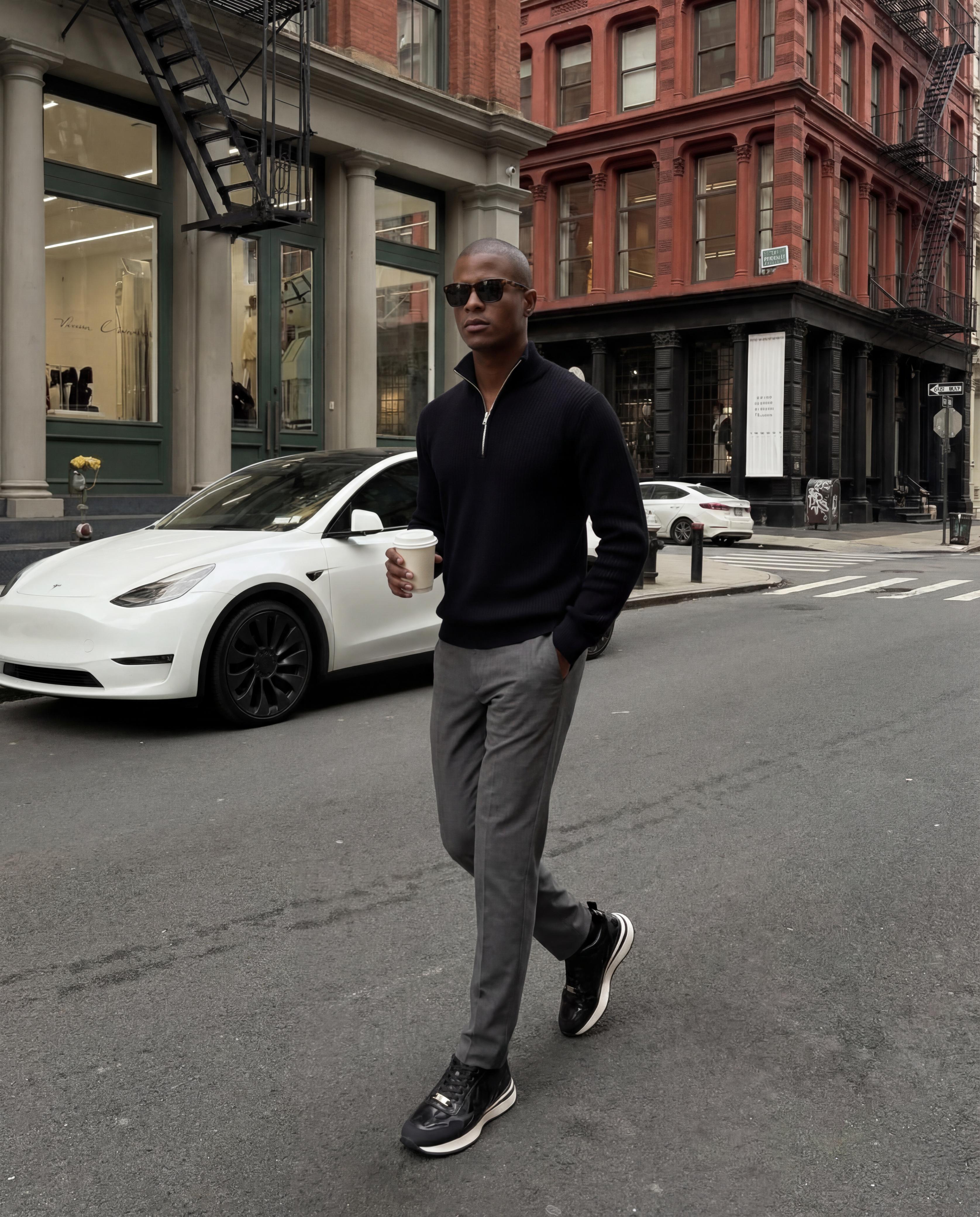 The Veneto Black Leather Sneaker