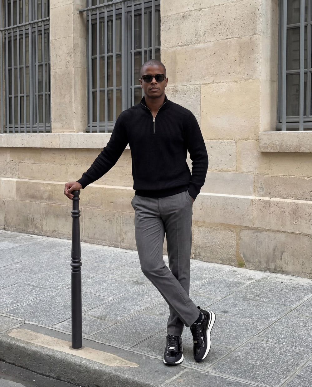 The Veneto Black Leather Sneaker