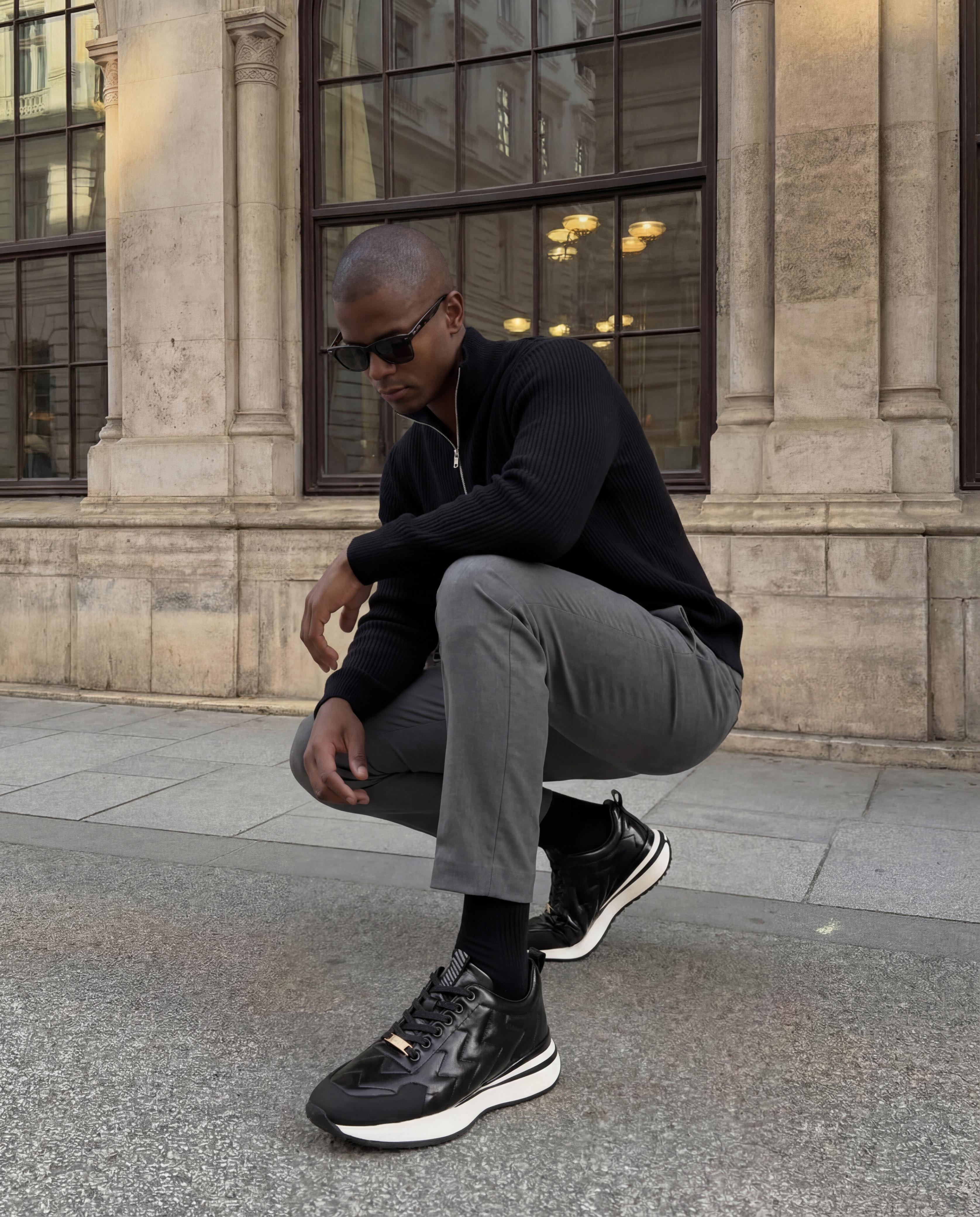 The Veneto Black Leather Sneaker