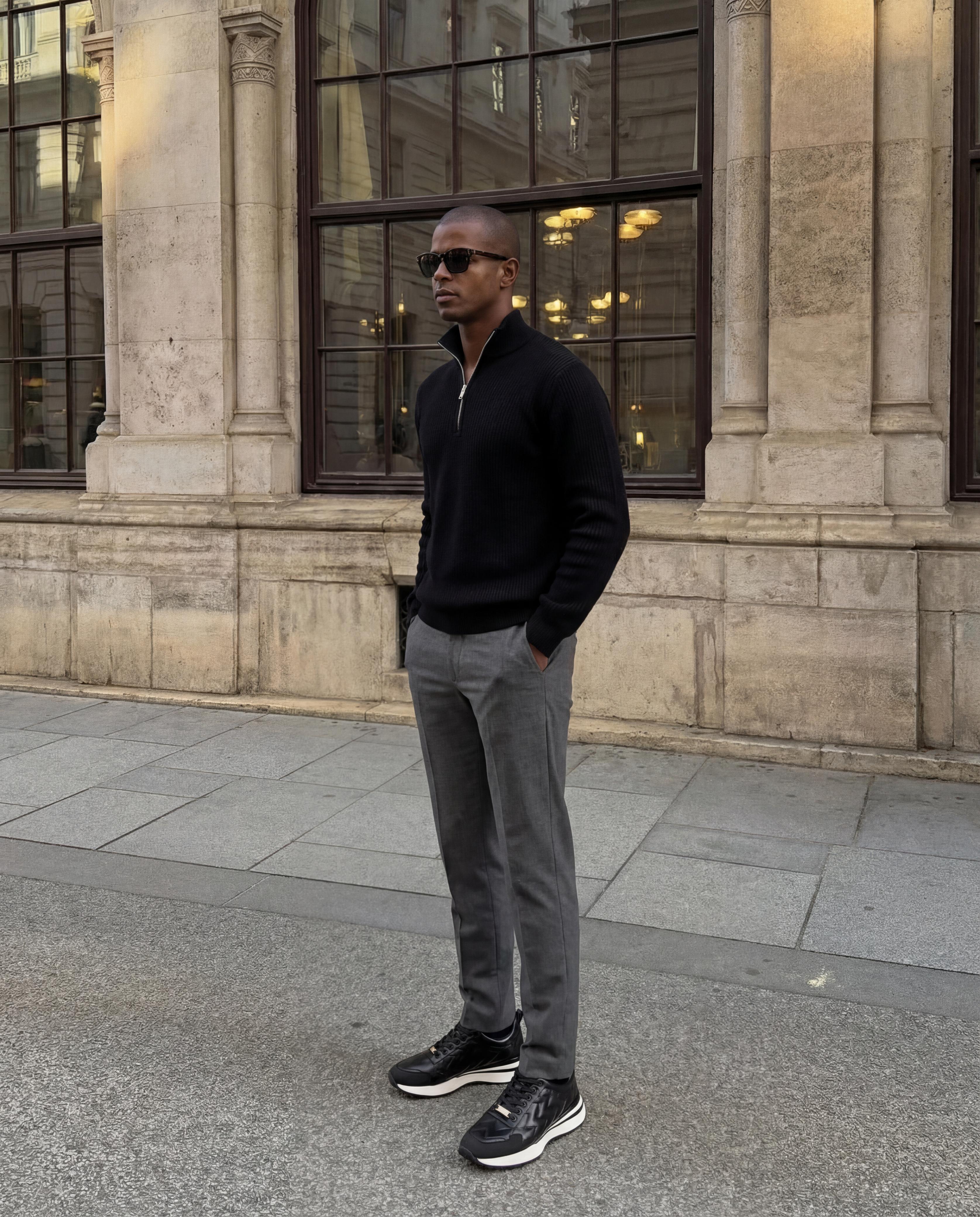 The Veneto Black Leather Sneaker