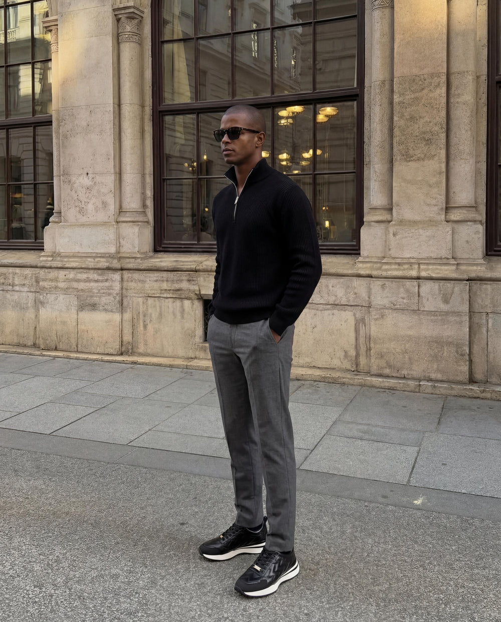 The Veneto Black Leather Sneaker