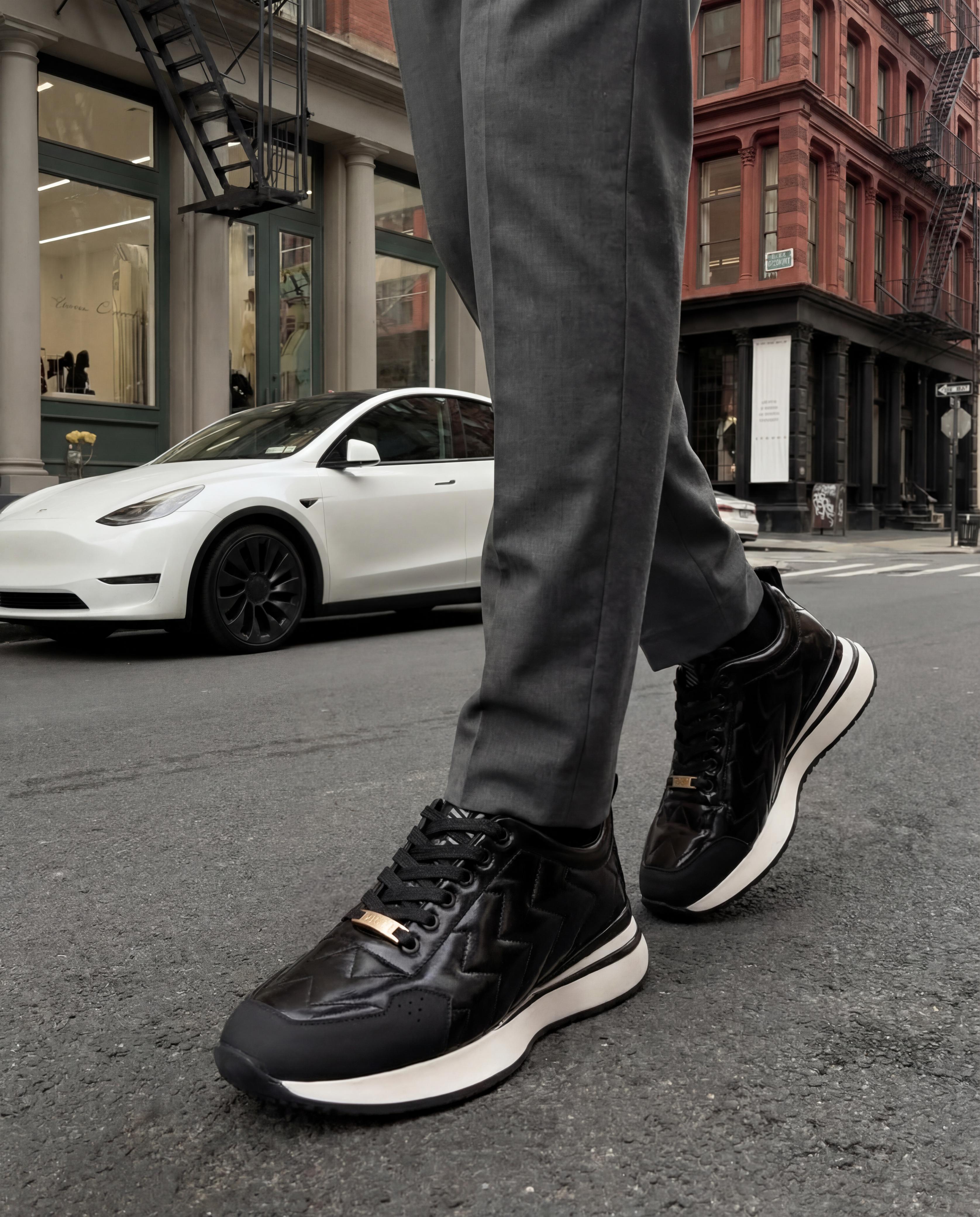The Veneto Black Leather Sneaker