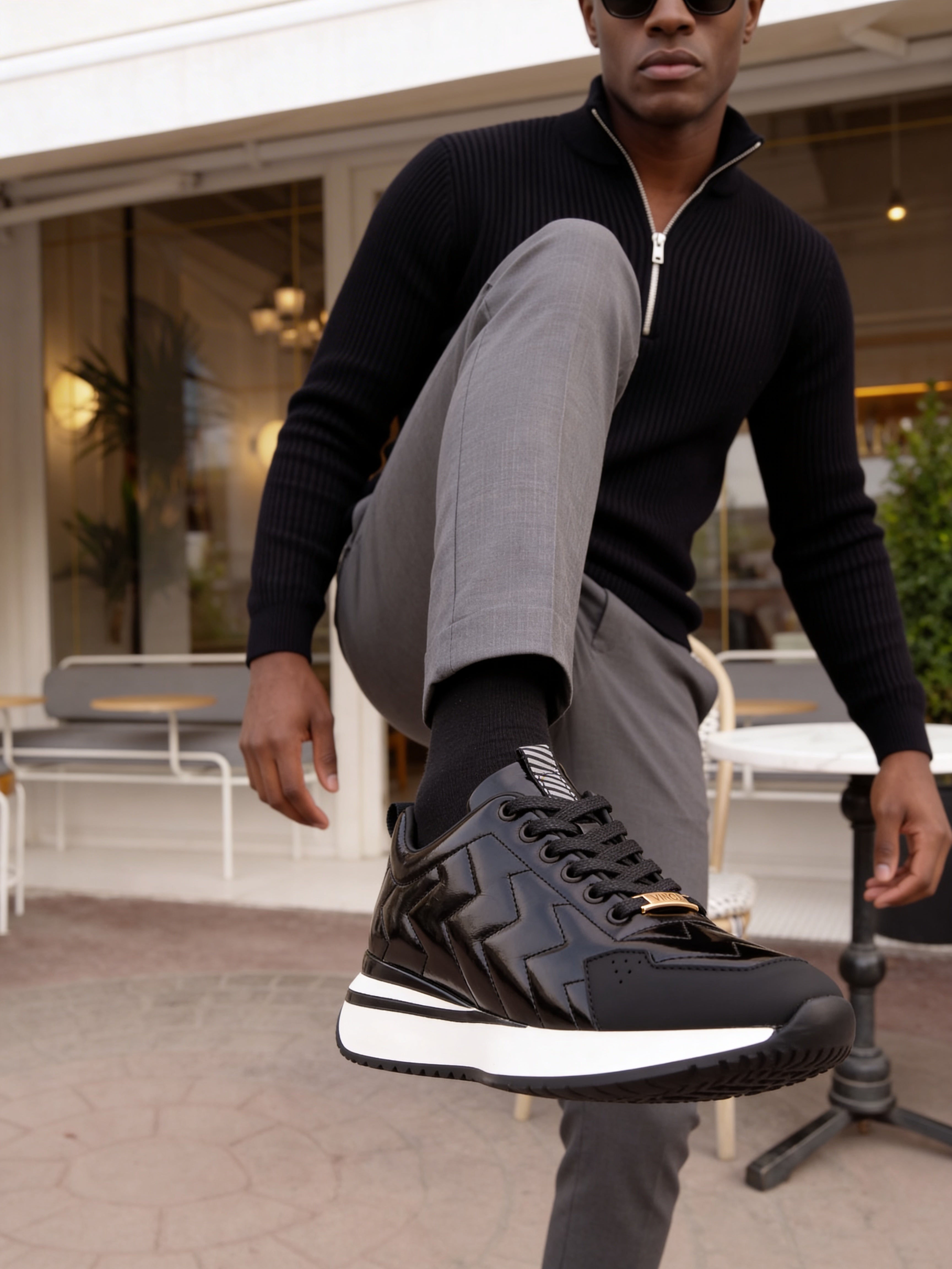 The Veneto Black Leather Sneaker
