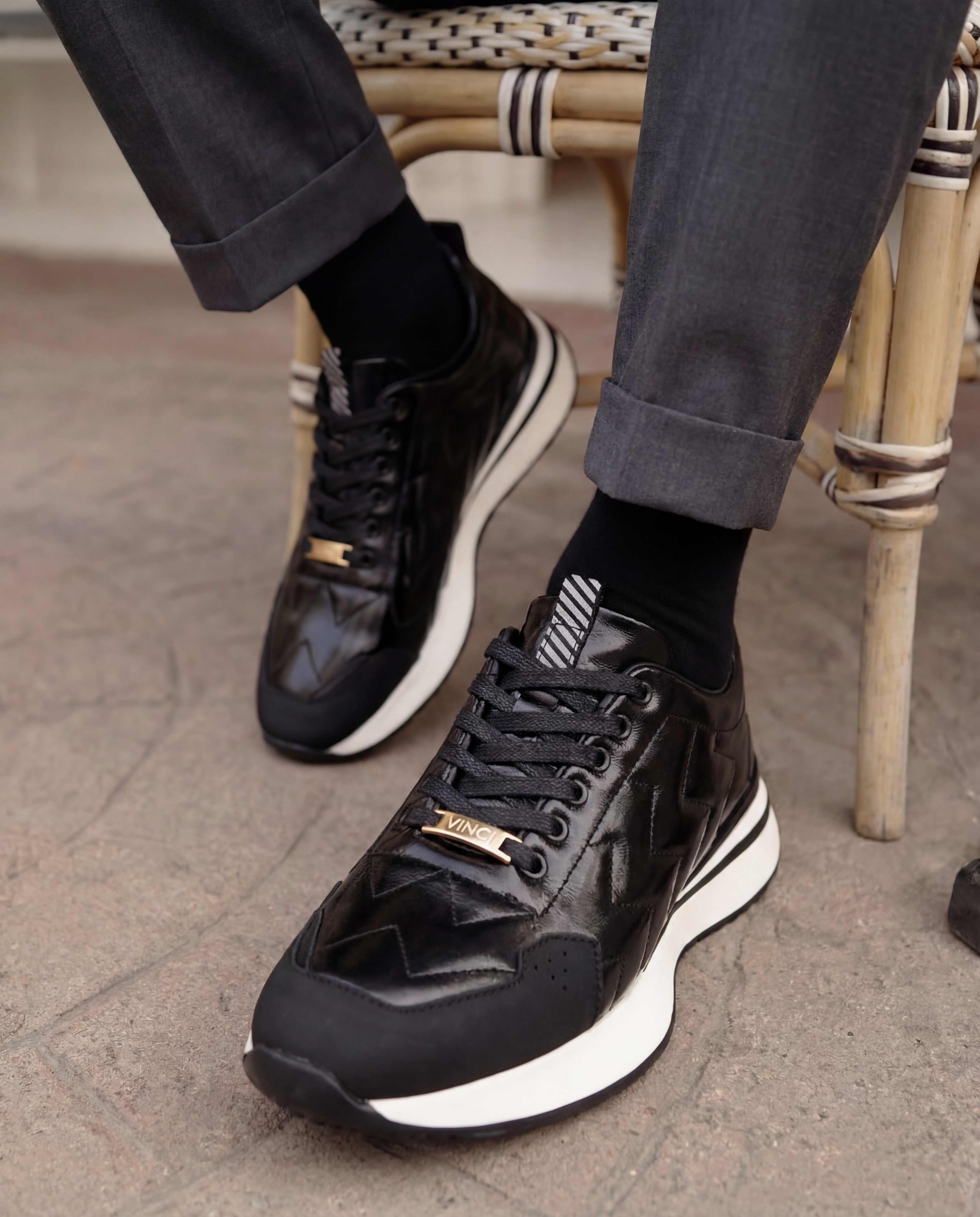 The Veneto Black Leather Sneaker