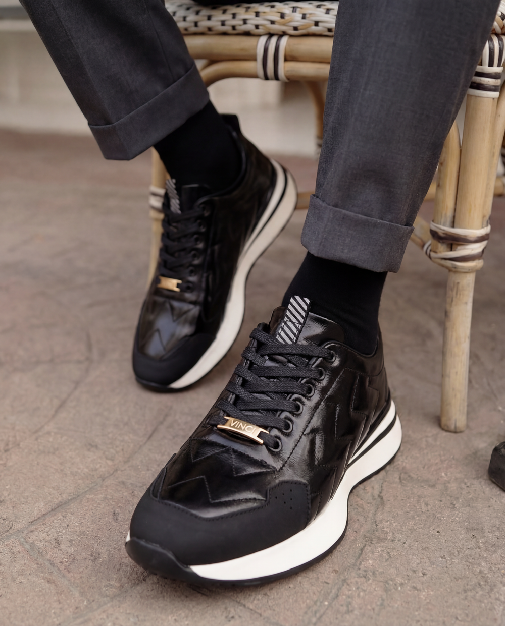 The Veneto Black Leather Sneaker
