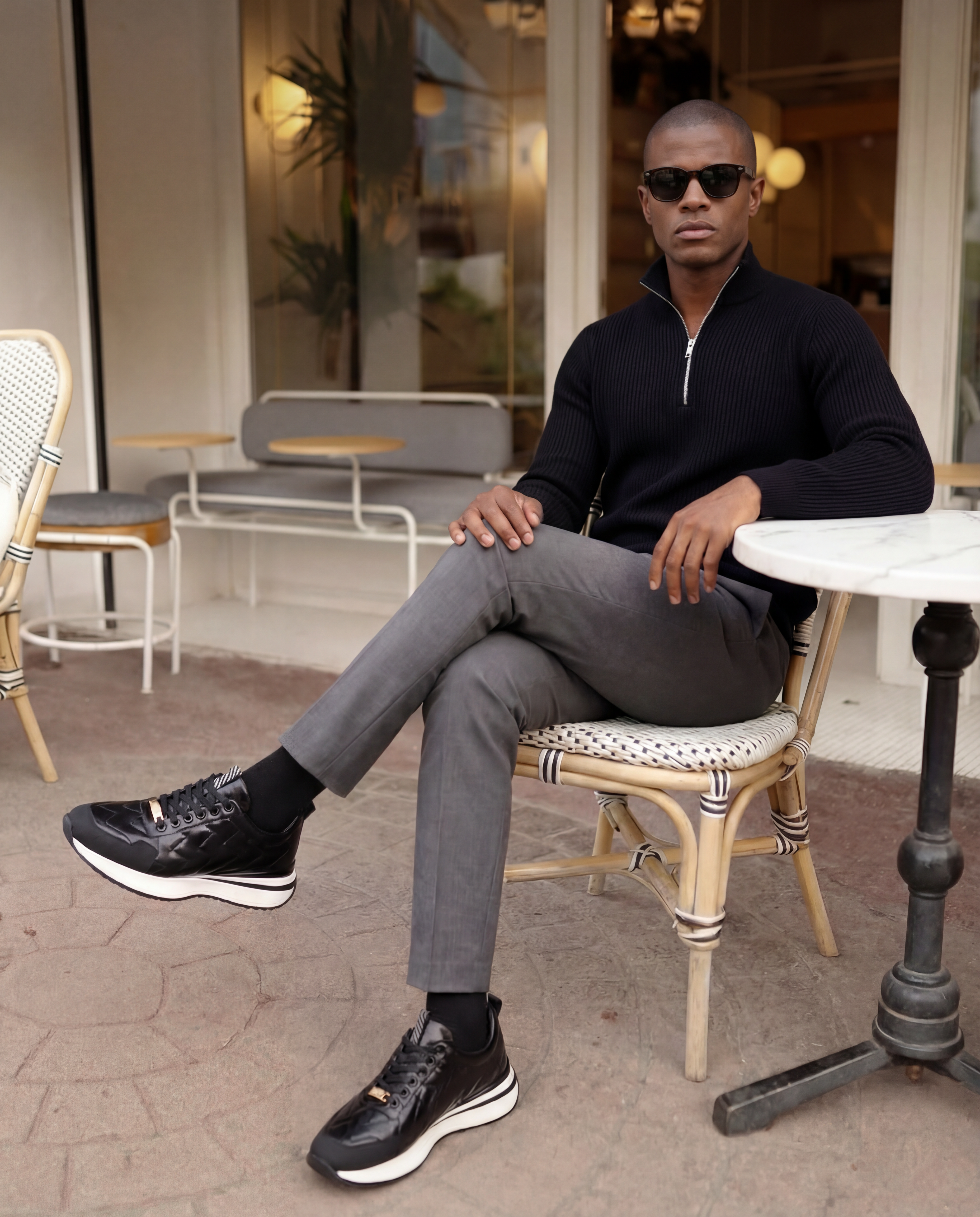 The Veneto Black Leather Sneaker