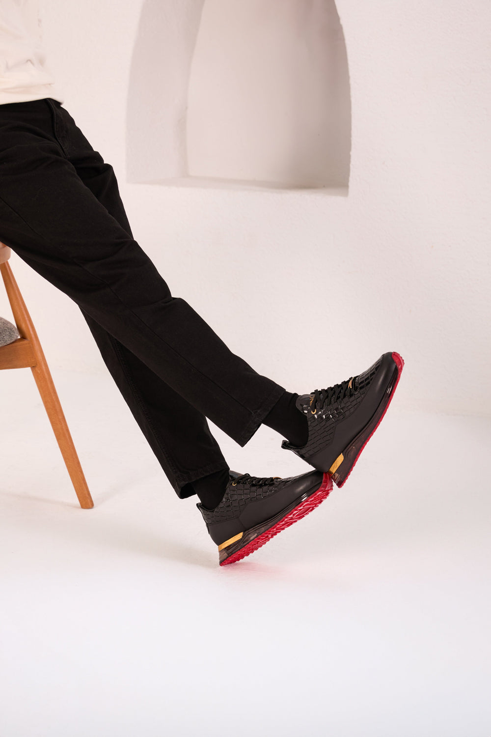 The Marseille Black Leather Sneaker